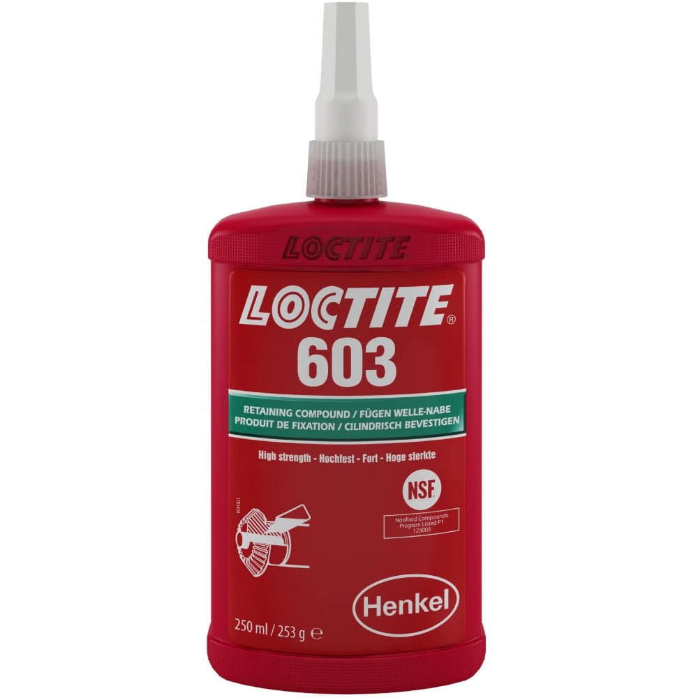 Loctite 603 High strength retaining adhesive for bearings green 250ml Loctite 603 High strength retaining adhesive for bearings green 250ml