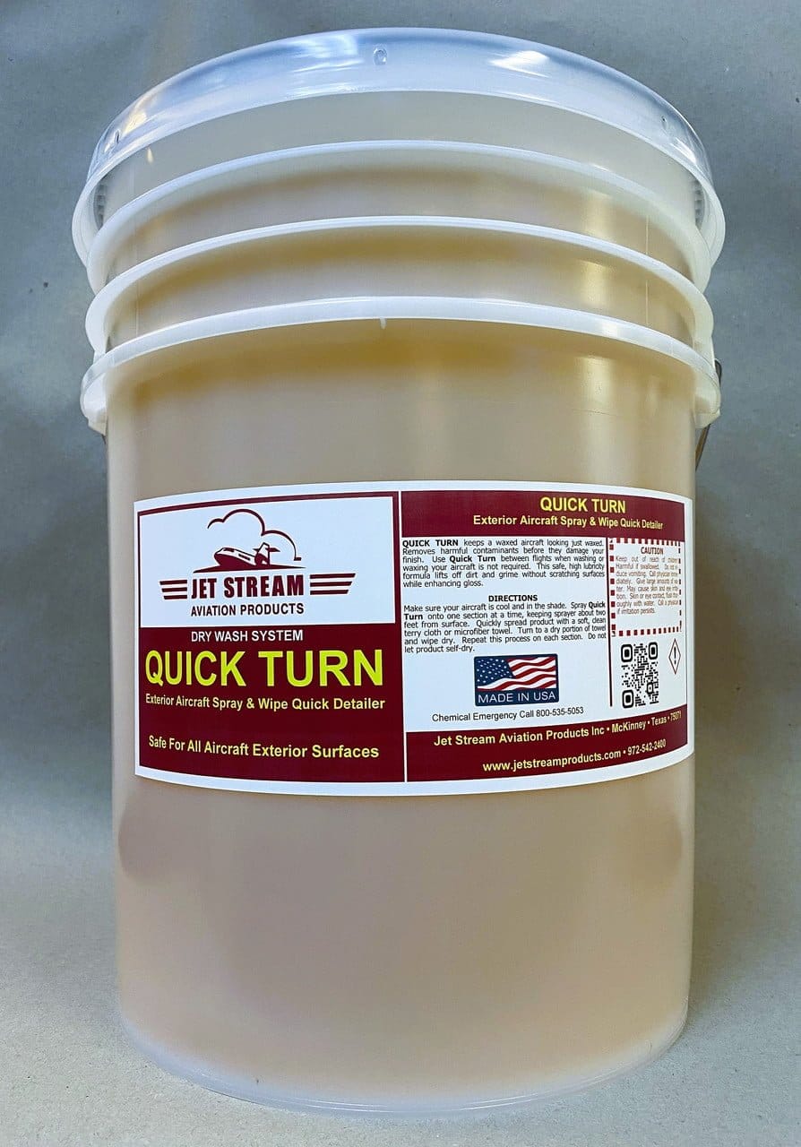 JET STREAM JSQTP5 QUICK TURN Yellow Exterior Aircraft Spray & Wipe Quick Detailer Wash - 5 Gallon Pail