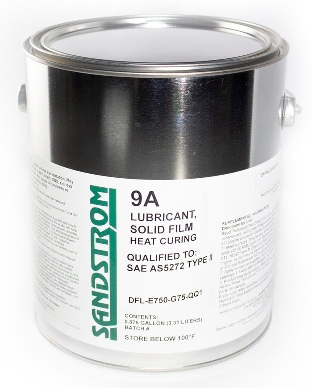 Sandstrom 9A Flat Dark Gray AS5272 Type II Spec Heat Cure Solid Film Lubricant - Gallon Can